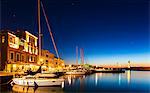 The Venetian Harbour at night, Chania, Crete, Greek Islands, Greece, Europe