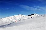 Ski slope at sun day. Greater Caucasus, Mount Shahdagh. Qusar rayon of Azerbaijan.