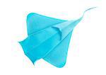 Blue ocean ray of origami, isolated on white background.