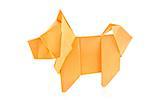 Orange dog chow-chow of origami, isolated on white background