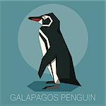 Vector image of the square-angled Flat Galapagos penguin