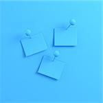 Notes on bright blue background. Minimalism concept. 3d render