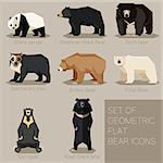 Vector image of the Set of flat geometric bear icons