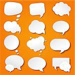 Speech Bubble Collection In Orange Background With Gradient Mesh, Vector Illustration