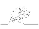 Vector continuous line. Abstract portrait of young woman. Vector illustration. Concept for logo, card, banner, poster, flyer