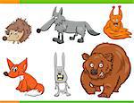 Cartoon Illustration of Funny Wild Animal Characters Set