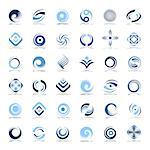 Design elements set. Abstract icons in blue colors. Vector art.