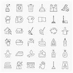 Cleaning Services Line Icons Set. Vector Illustration with Outline Symbols.