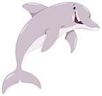 Cartoon Illustration of Happy Dolphin Sea Animal Character