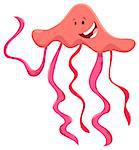 Cartoon Illustration of Cute Jellyfish Sea Animal Character