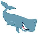 Cartoon Illustration of Happy Whale Sea Animal Character