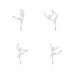 Cartoon icon set of sketch little stick figure ballet dancer girl