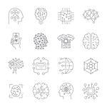 Artificial Intelligence, AI icon set. Deep learning EPS 10