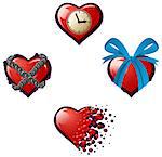 Valentine cartoon heart icon set, vector illustration, isolated, over white