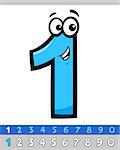 Cartoon Illustrations of One Basic Number Character Educational Collection