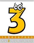 Cartoon Illustrations of Three Basic Number Character Educational Collection