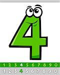 Cartoon Illustrations of Four Basic Number Character Educational Collection