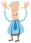 Cartoon Illustration of Happy Businessman or Man in Suit Character