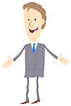 Cartoon Illustration of Businessman or Happy Man in Suit Character