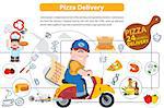 Pizza Delivery, infographics. Vector illustration on white background