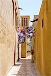 Restored traditional houses in Al Fahidi Historic Neighbourhood, Bur Dubai, Dubai, United Arab Emirates, Middle East