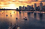 View of Vancouver skyline and False Creek as viewed from Cambie Street Bridge, Vancouver, British Columbia, Canada, North America