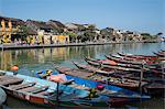 Rowboats along the Thu Bon River in Hoi An, Quang Nam Province, Vietnam, Indochina, Southeast Asia, Asia