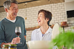 Japanese senior couple in the kitchen