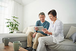 Japanese senior couple on the sofa