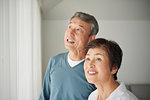 Japanese senior couple in the living room