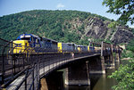 2000s CSX MULTI DIESEL ENGINE FREIGHT TRAIN CROSSING POTOMAC RIVER BRIDGE HARPERS FERRY WV USA