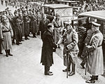 1930s JANUARY 30 1933 ADOLF HITLER NEW CHANCELLOR OF GERMANY GREETS GERMAN PRESIDENT PAUL VON HINDENBURG