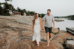 Couple walking in Algonquin Park, Canada