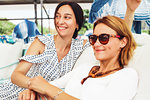 Women relaxing on terrace