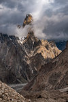 Uli Baiho Tower, 6109m, located near the Trango Towers and Baltoro Glacier in the Gilgit-Baltistan area of Pakistan, Asia