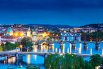 Bridges crossing the Vltava River, Prague, UNESCO World Heritage Site, Bohemia, Czech Republic, Europe