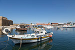 Traditional fishing boats moored in Paphos harbour, southern Cyprus, Mediterranean, Europe