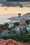 View of Church of Sao Goncalo overlooking Funchal harbour and town at sunset, Funchal, Madeira, Portugal, Atlantic, Europe