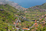 View of countryside and Atlantic Ocean near Cabo Girao, Camara de Lobos, Madeira, Portugal, Atlantic, Europe