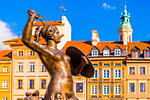 The Warsaw Mermaid, Old Town Market Square, Old Town, UNESCO World Heritage Site, Warsaw, Poland, Europe