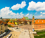 Elevated view of Sigismund's Column and Royal Castle in Plac Zamkowy (Castle Square), Old Town, UNESCO World Heritage Site, Warsaw, Poland, Europe