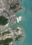 Color satellite image of Macau, China. The city is located on the western side of the Pearl River estuary. Image collected on November 01, 2017 by Sentinel-2 satellites.