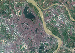 Color satellite image of Hanoi, capital city of Vietnam. It lies on the eastern bank of the Red River. Image collected on October 31, 2017 by Sentinel-2 satellites.