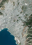 Color satellite image of Athens, capital city of Greece. Image collected on September 13, 2017 by Sentinel-2 satellites.