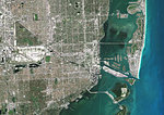 Color satellite image of Miami, Florida, United States, with Miami International Airport. Image collected on January 06, 2017 by Sentinel-2 satellites.