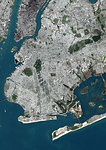 Color satellite image of Brooklyn, New York City, New York State, United States. Brooklyn is one borough of New York City. It lies at the southwestern end of Long Island. Image collected on October 20, 2017 by Sentinel-2 satellites.