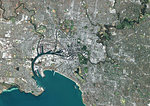 Color satellite image of Melbourne, Australia. Image collected on March 9, 2017 by Sentinel-2 satellites.