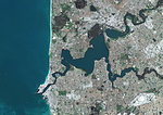 Color satellite image of Perth, Australia. Image collected on August 25, 2017 by Sentinel-2 satellites.