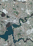 Color satellite image of Perth, Australia. Image collected on August 25, 2017 by Sentinel-2 satellites.