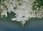 Color satellite image of Montevideo, capital city of Uruguay. Image collected on December 12, 2016 by Sentinel-2 satellites.